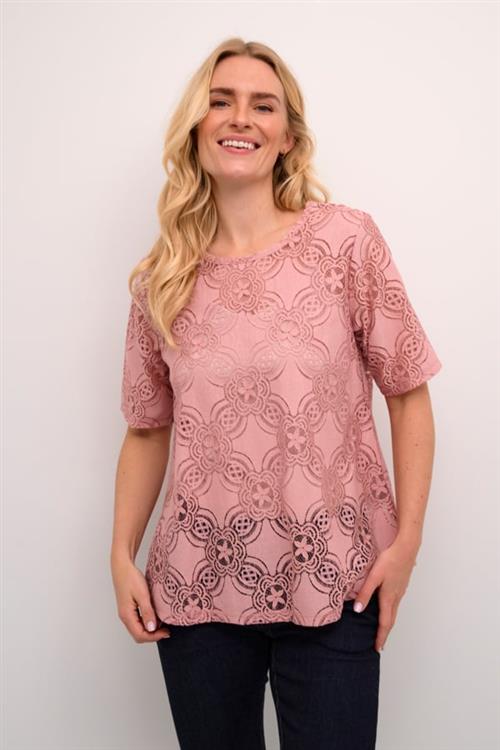 Se Culture Cuhenriette Olu SS Blouse Kvinde Pale Mauve Kortærmede Bluser Str L - hos Magasin ved Magasin