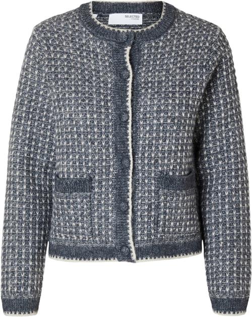 Se Selected Femme Slfsine LS Knit Cardigan Kvinde Volcanic Ash/birch Cardigans Str M - hos Magasin ved Magasin