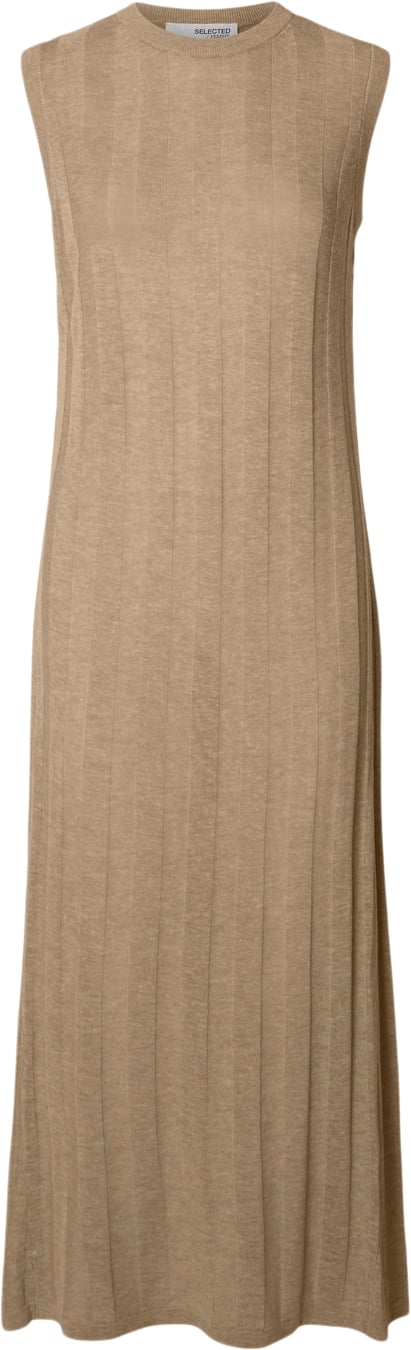 Selected Femme Slfhanna SL Long Knit Dress Kvinde Humus/melange Maxi Kjoler Relaxed Fit Str XL - hos Magasin