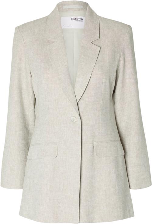 Selected Femme Slftania LS Slim Blazer Kvinde Nomad/melange Blazere Slim Fit Str 38 - Bomuld hos Magasin