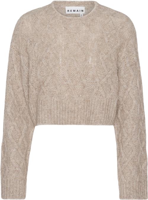 REMAIN Knit Melange Sweater Kvinde Cobblestone Sweaters Str 38 - hos Magasin