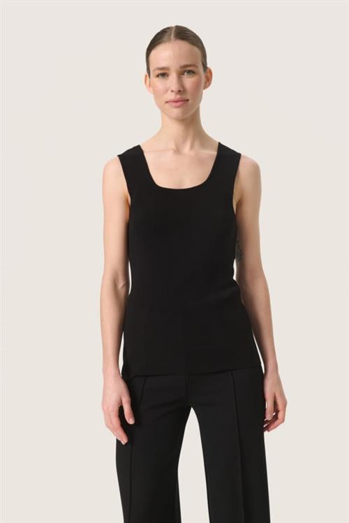 Soaked in Luxury Slindianna Top Kvinde Black Toppe Slim Fit Str L - hos Magasin