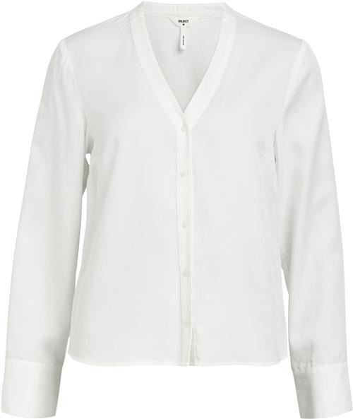 Object Objtilda L/S Vneck Shirt Noos Kvinde Cloud Dancer Langærmede Bluser Str 40 - hos Magasin