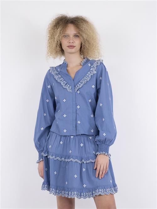 Neo Noir Degas Blouse Kvinde Dusty Blue Langærmede Bluser Str 44 - hos Magasin