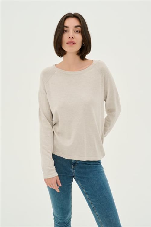 Culture Cuannemarie Solid Jumper Kvinde Warm Sand Melange Langærmede Bluser Str XS - hos Magasin