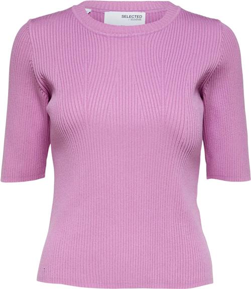 Selected Femme Slfmala 2/4 Knit Oneck Noos Kvinde Cyclamen Kortærmet Strik Str L - hos Magasin