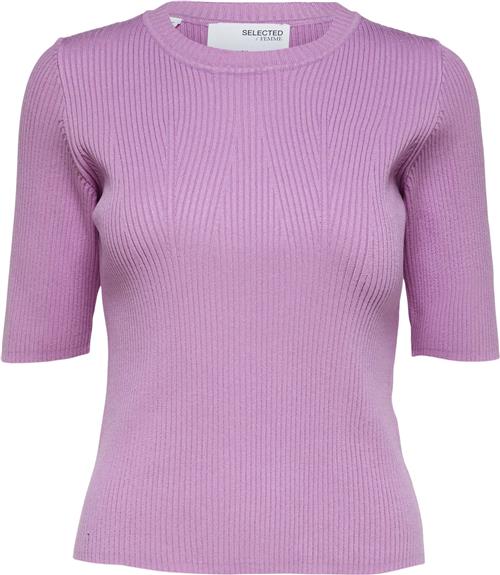 Selected Femme Slfmala 2/4 Knit Oneck Noos Kvinde Cyclamen Kortærmet Strik Str XL - hos Magasin