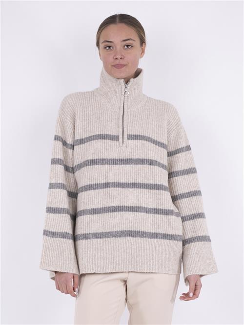 Se Neo Noir Nevena Stripe Knit Blouse Kvinde Sand/grey Sweaters Str 42 - hos Magasin ved Magasin