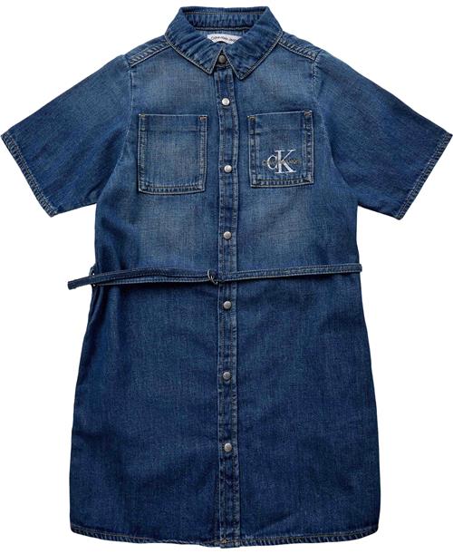 Calvin Klein LW Denim Belted Shirt Dress Str 8 år Denim - 1a4 Nederdele hos Magasin