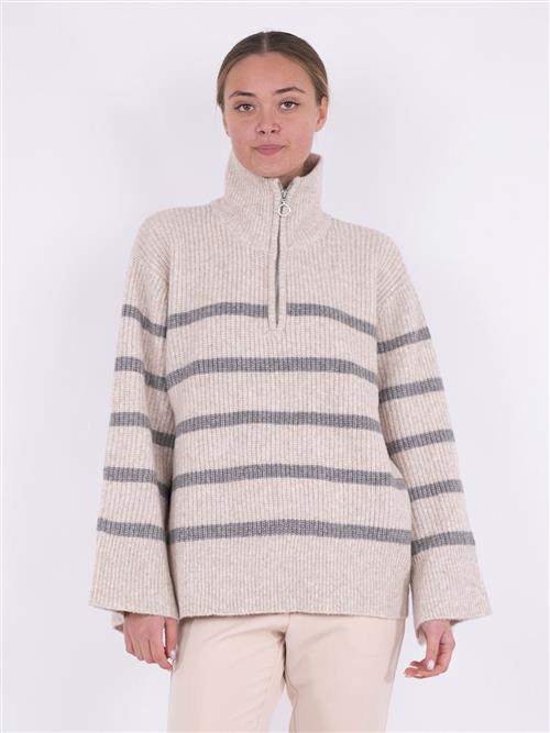 Se Neo Noir Nevena Stripe Knit Blouse Kvinde Sand/grey Sweaters Str 34 - hos Magasin ved Magasin