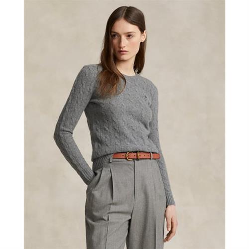 Se Polo Ralph Lauren Cableknit Wool-cashmere Sweater Kvinde Battalion Grey Heather Sweaters Str L Cashmere - hos Magasin ved Magasin