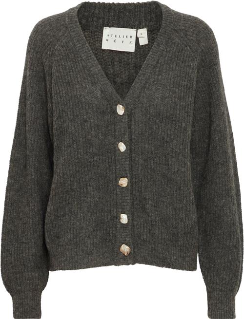 Atelier Rêve Irmelia CA2 Kvinde Melia Dark Grey Melange Cardigans Loose Fit Str S - hos Magasin