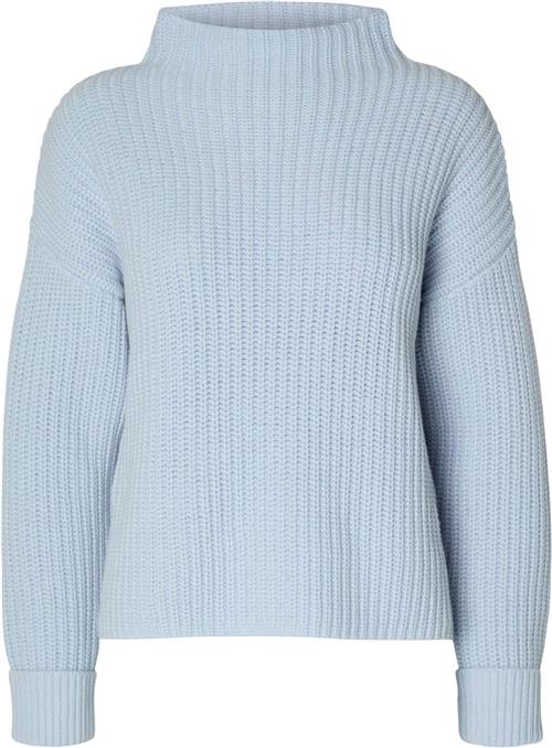 Se Selected Femme Slfselma LS Knit Pullover Noos Kvinde Blå Rullekraver Str S - hos Magasin ved Magasin