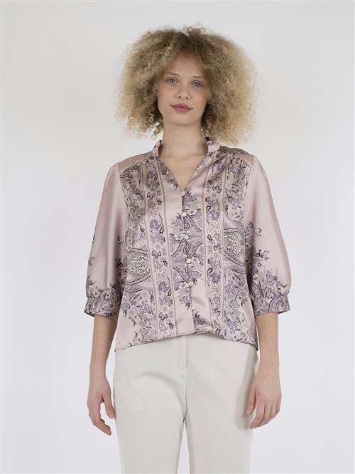 Neo Noir Roselle Paisley Border Blouse Kvinde Dusty Rose Langærmede Bluser Str 38 - hos Magasin