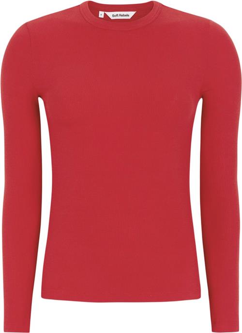 Soft Rebels Srfenja Oneck Top Kvinde Racing Red Kortærmede T-shirts Slim-fit Str S - hos Magasin