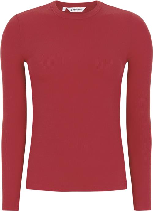 Soft Rebels Srfenja Oneck Top Kvinde Racing Red Kortærmede T-shirts Slim-fit Str M - hos Magasin