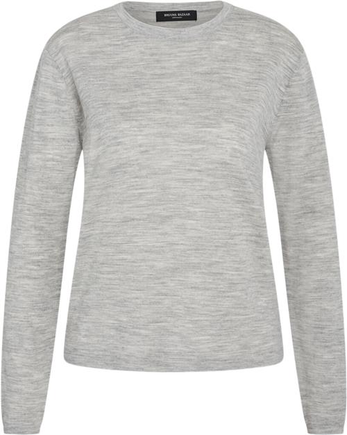 Bruuns Bazaar Charlenebbround Neck Knit Kvinde Light Grey Melang Sweaters Str S - hos Magasin