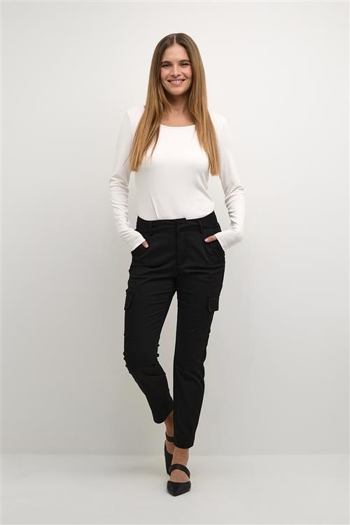 Kaffe Kalea Pocket Pants Kvinde Black Deep Bukser Med Smalle Ben Str 44 - hos Magasin