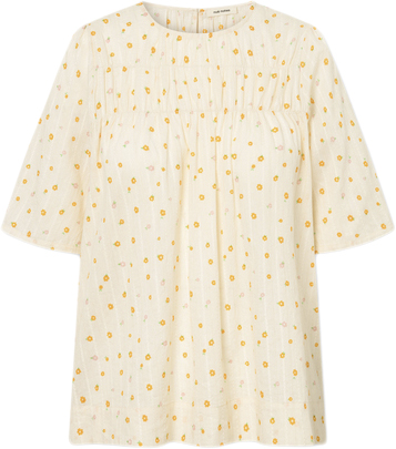 Nué Notes Atticus Blouse Kvinde Orange Flowers Kortærmede Bluser Str 34 - hos Magasin