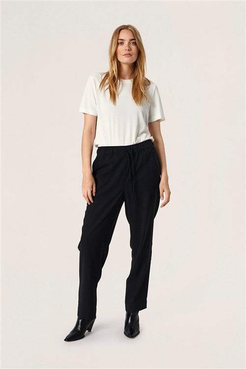 Se Soaked in Luxury Slshirley Tapered Pants Kvinde Sort Bukser Med Lige Ben Casual Fit Str S - hos Magasin ved Magasin