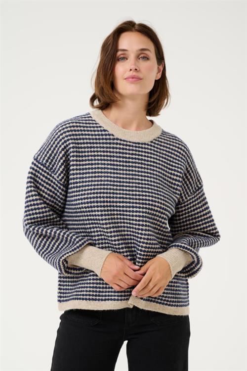 Kaffe Kaellery Knit Pullover Kvinde Feather Gray/ Blue Structure Sweaters Str S - hos Magasin