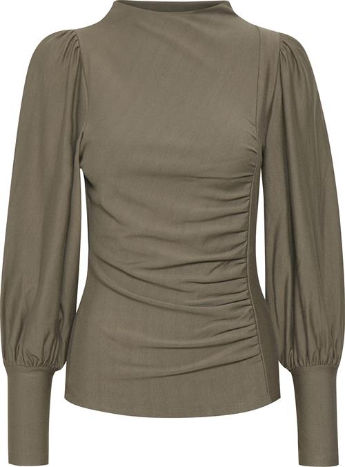 Gestuz Rifagz Puff Blouse Kvinde Earth Langærmede Bluser Str L - hos Magasin