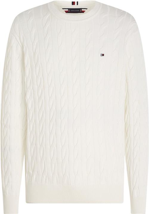 Tommy Hilfiger Classic Cable Crew Neck Mand Ancient White Sweaters Str L - hos Magasin