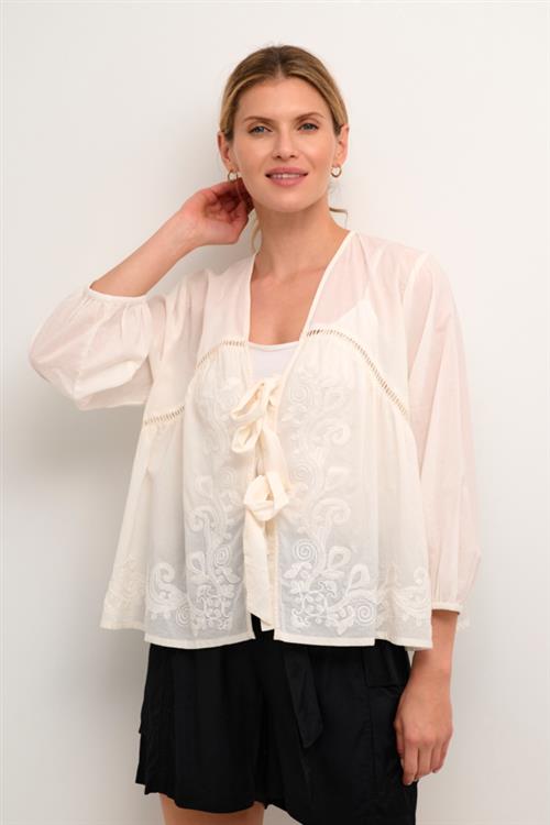 Culture Cuemmy Blouse Kvinde Spring Gardenia Langærmede Bluser Str XL - hos Magasin