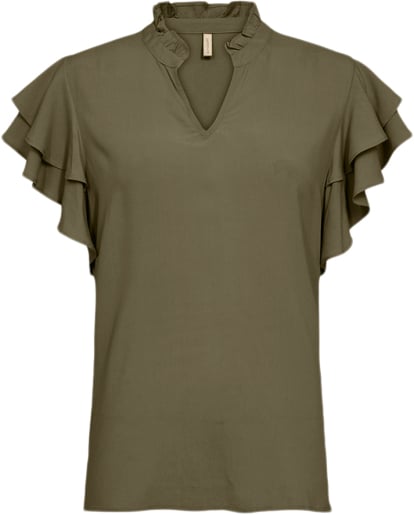 soyaconcept Scradia 194 Bluse Oliven Kvinde 7750 Oliven Kortærmede Bluser Str M - Viskose hos Magasin