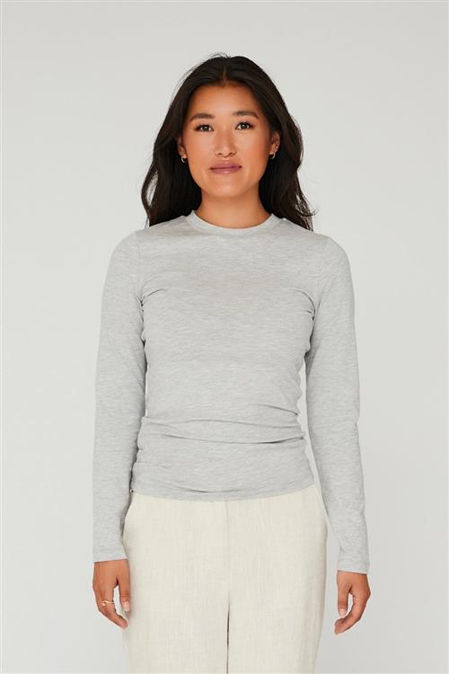 A-VIEW Stabil top l/s Kvinde Light Grey Melange Langærmede T-shirts Str M - hos Magasin