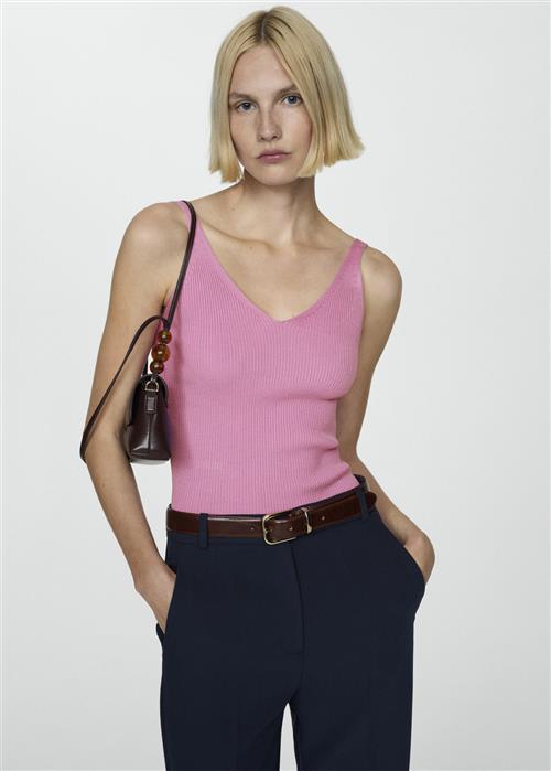 MANGO Knit Strap top Kvinde Lt-pastel Pink Toppe Str M - hos Magasin