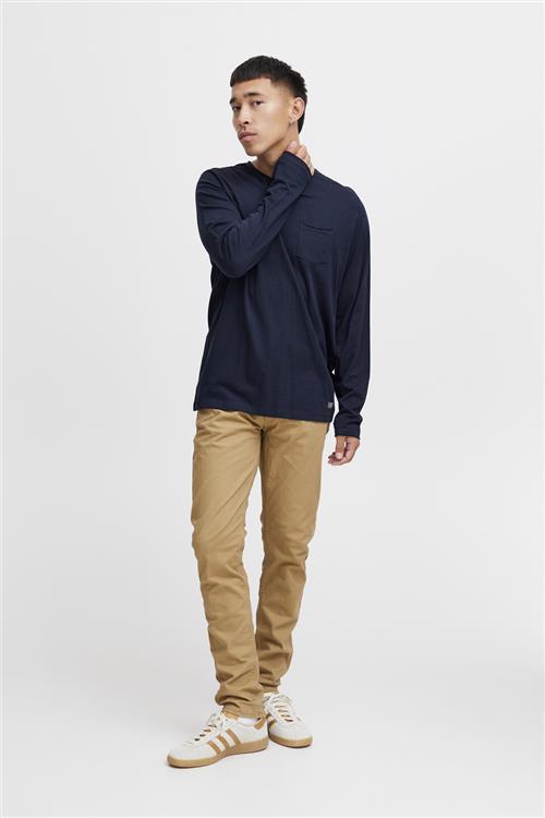 Se Blend Bhnicolai tee l.s. Noos Mand Navy Langærmede T-shirts Str L - hos Magasin ved Magasin