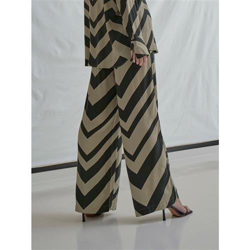 Minus Jalia High Waisted Wide Leg Pant Kvinde Jungle Green Print Bukser Med Brede Ben Str 40 - hos Magasin