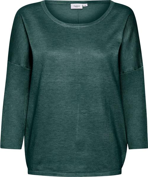 Saint Tropez A2561, Milasz Rneck Pullover Kvinde Sagebrush Green Melange Sweaters Casual Fit Str L - hos Magasin