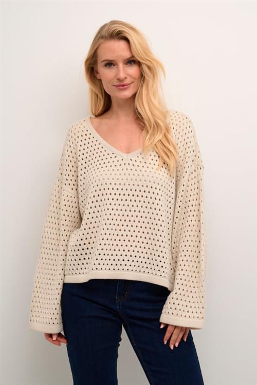 Se Cream Crwilow Knit Pullover Kvinde Ancient Scroll Sweaters Str L - hos Magasin ved Magasin