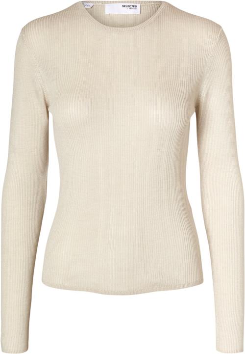 Selected Femme Slfnaja LS Knit Oneck Kvinde Birch Sweaters Tight Fit Str L - hos Magasin