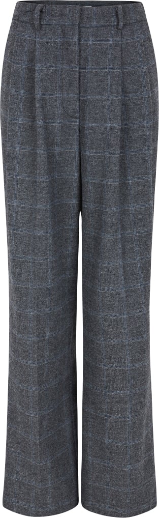 Soft Rebels Srannie Pant Kvinde Checked Grey Melange Bukser Str XS - Uld hos Magasin