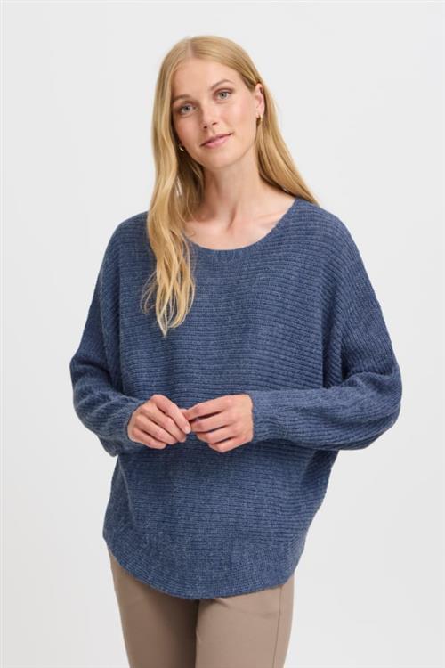 Fransa Freretta PU 3 Kvinde Vintage Indigo Melange Sweaters Loose Fit Str S - hos Magasin