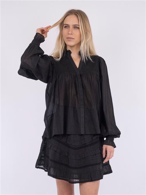 Neo Noir Jill S Voile Blouse Kvinde Black Langærmede Bluser Str 44 - hos Magasin