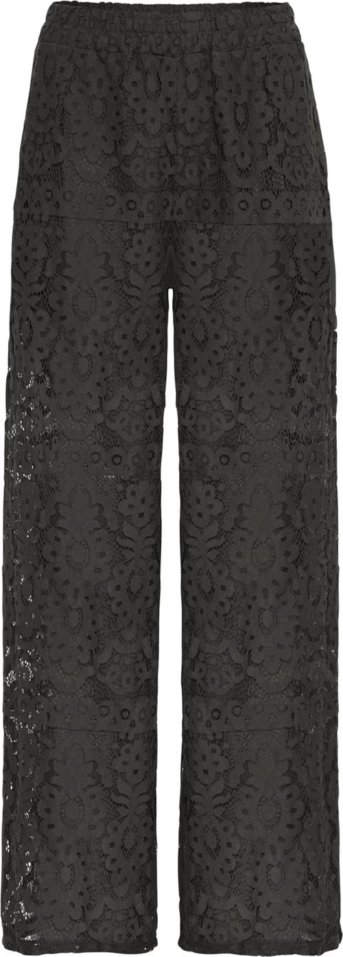 Sorbet Sbceleste Lace Pant Kvinde Jet Black Bukser Med Brede Ben Str S/M - hos Magasin