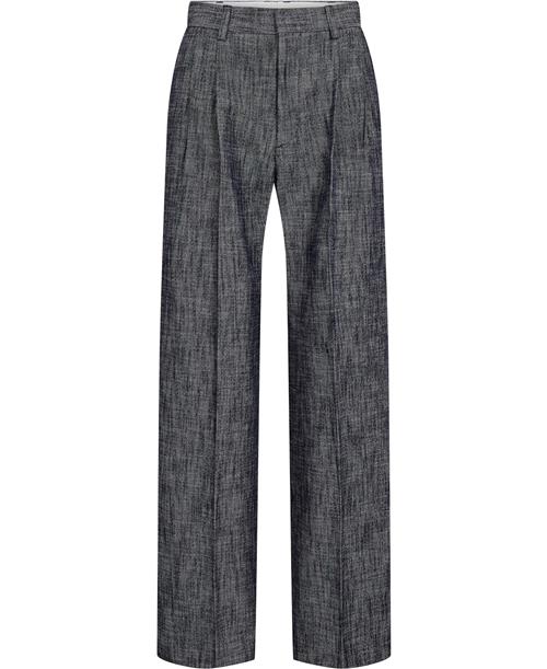 Filippa K Darcey Textured Trousers Kvinde Navy/white Bukser Med Lige Ben Str 38 - hos Magasin