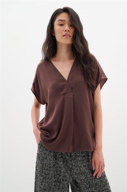 InWear Rindaiw Top Kvinde Brown Puce Kortærmede Bluser Loose Fit Str 40 - hos Magasin