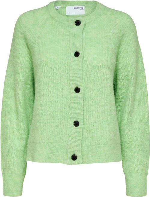 Se Selected Femme Slflulu LS Knit Short Cardigan B NO Kvinde Pistachio Green/melange Cardigans Str XS - hos Magasin ved Magasin