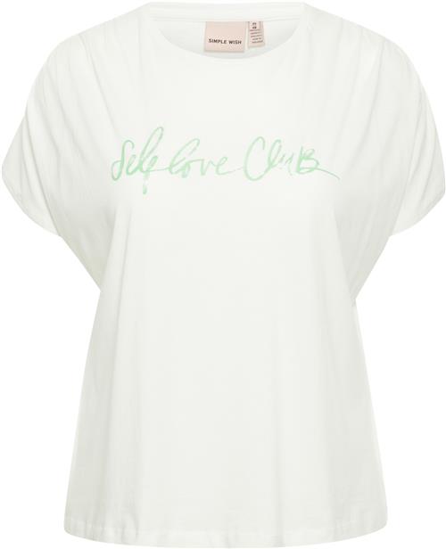 Simple Wish Swmati TEE 1 Kvinde Blanc De Blanc Front Print Kortærmede T-shirts Str 42/44 - hos Magasin