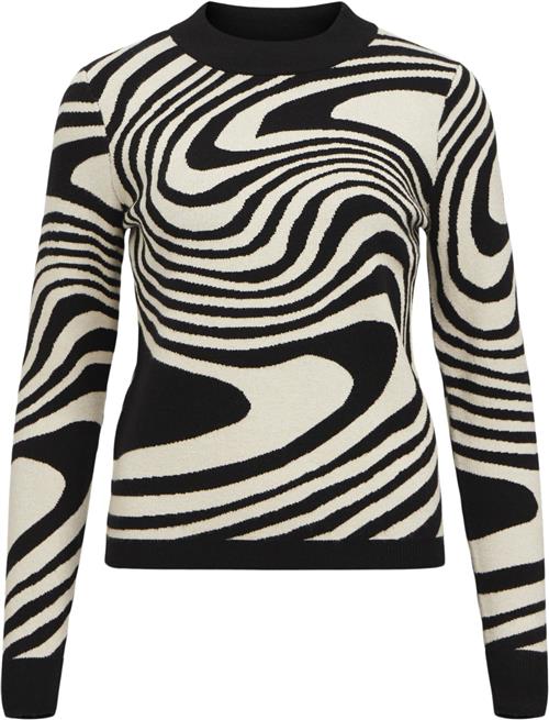 Se Object Objray L/S Knit Pullover AOP Noos Kvinde Black/sandshell Zebra Toppe Str S - hos Magasin ved Magasin