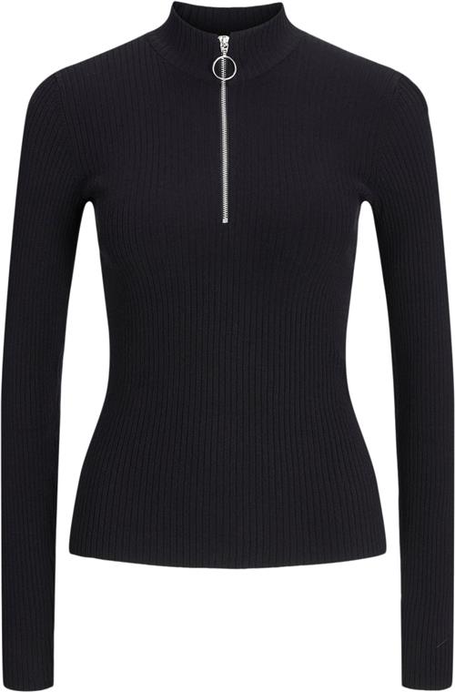 JJXX Jxzoma Tight Half ZIP Knit Kvinde Sort Toppe Str S - hos Magasin