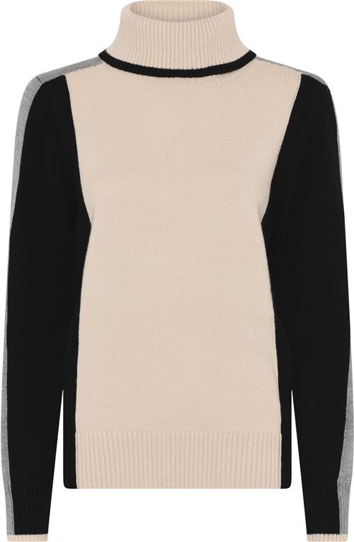 Micha BB Jumper_ BB Cosy Block Knit Kvinde Beige/blac Sweaters Str XXL - hos Magasin