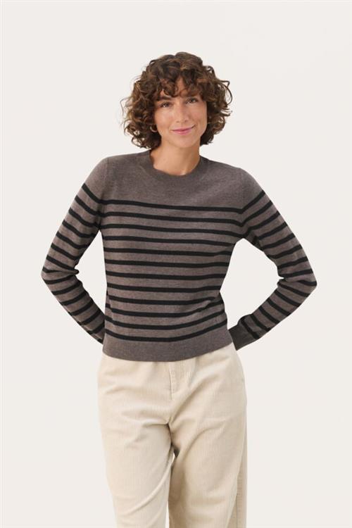 Se Part Two Jaylynpw PU Kvinde Black Stripe Sweaters Relaxed Fit Str L - hos Magasin ved Magasin