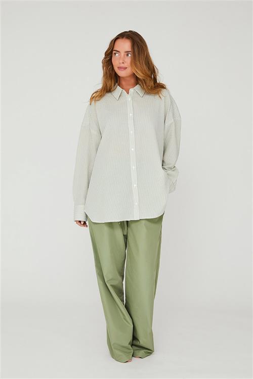 A-VIEW Sonja Shirt Kvinde Green/white Langærmede Skjorter Str 42 - hos Magasin