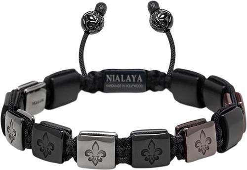 Se Nialaya Men's Ceramic Flatbead Bracelet in Red and Matte Black M - Armbånd Stål hos Magasin ved Magasin